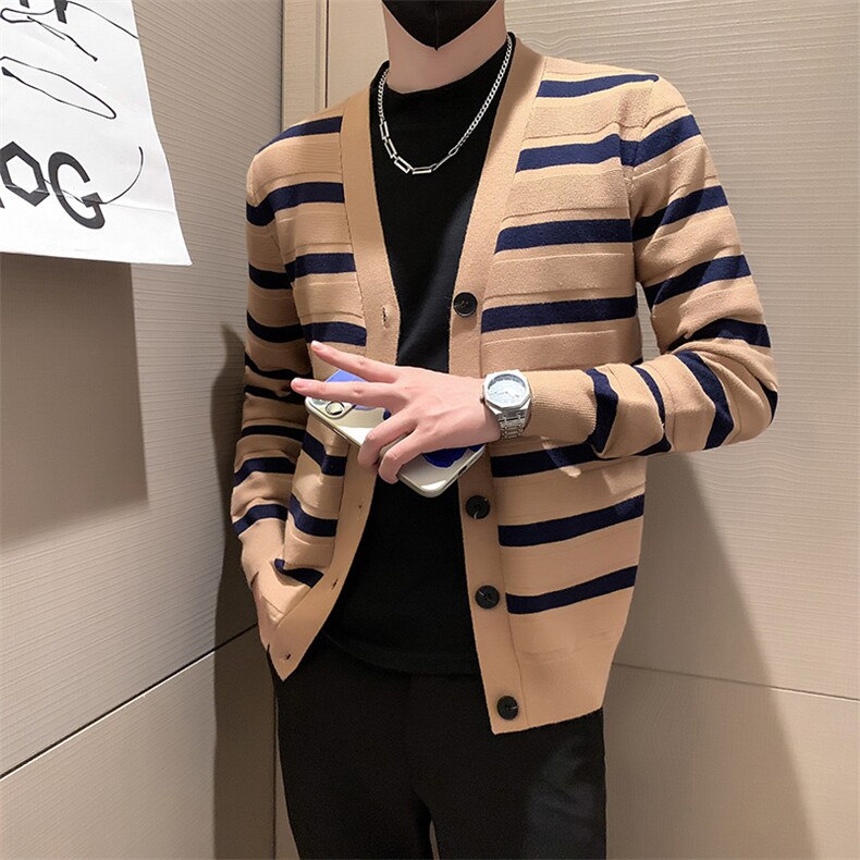 小伙风~2026秋冬新款条纹设计休闲毛衫针织外套 M022/P65图片