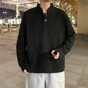 春款美式正肩亨利衫男款长袖t恤上衣肌理提花Polo卫衣WY558-P45图片