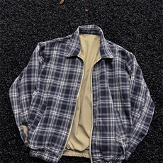 正反两穿小香风外套男痞帅高级感vintage夹克美式棒球服W5933-P72，男装夹克，星座412-3