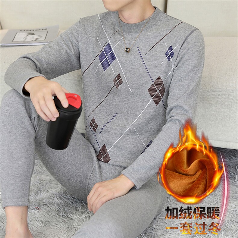 秋冬保暖内衣男士半高领秋衣秋裤休闲保暖套装310B-3-TZ5008-P60,男装棉衣,星座310B-3