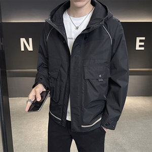 春秋连帽休闲宽松百搭工装多口袋男装夹克8817-P105图片