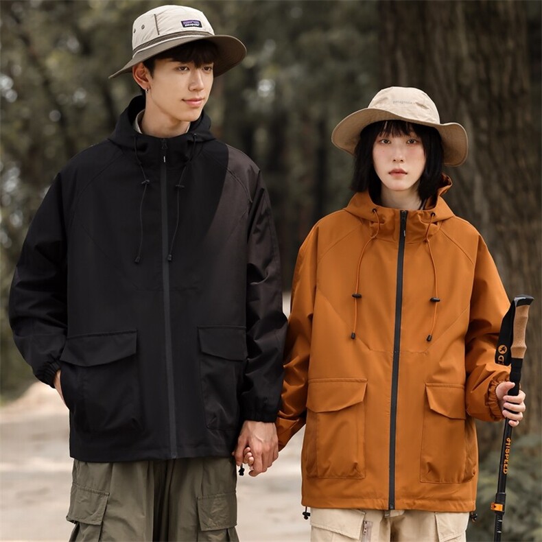2025春季户外连帽冲锋衣三防情侣登山服夹克男山系外套JK2381-P40,男装夹克,星座1402-1