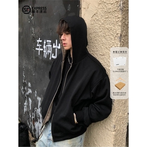 复古千鸟格双面穿格子拉链开衫卫衣cleanfit外套WY189图片