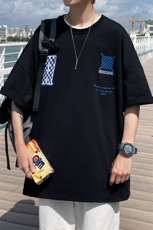 1图案已注册港风棋盘格情侣大码M-5XL风短袖男DT7653P30控45，男装T恤，星座226-2