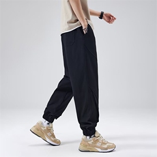 潮拼接直筒休闲裤卫裤男士新款春秋季宽松阔腿拖地裤MK7010P47，男装休闲裤，星座1013-5