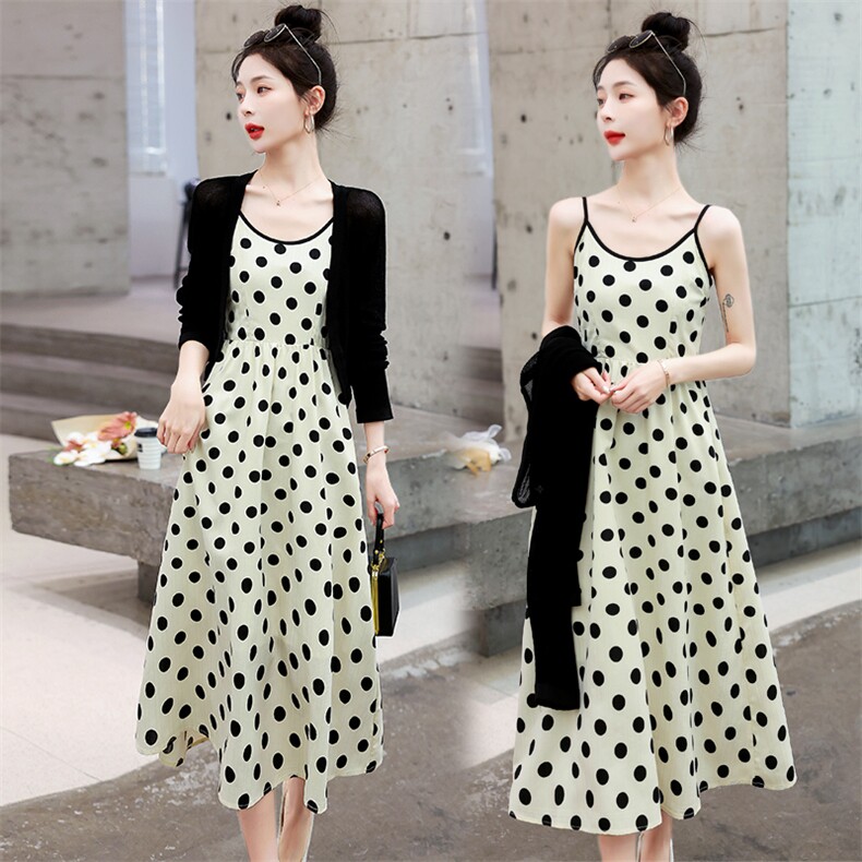 现货新款2023年春夏季时尚潮流设计感两件套连衣裙，女装套装/套裙，盈茜