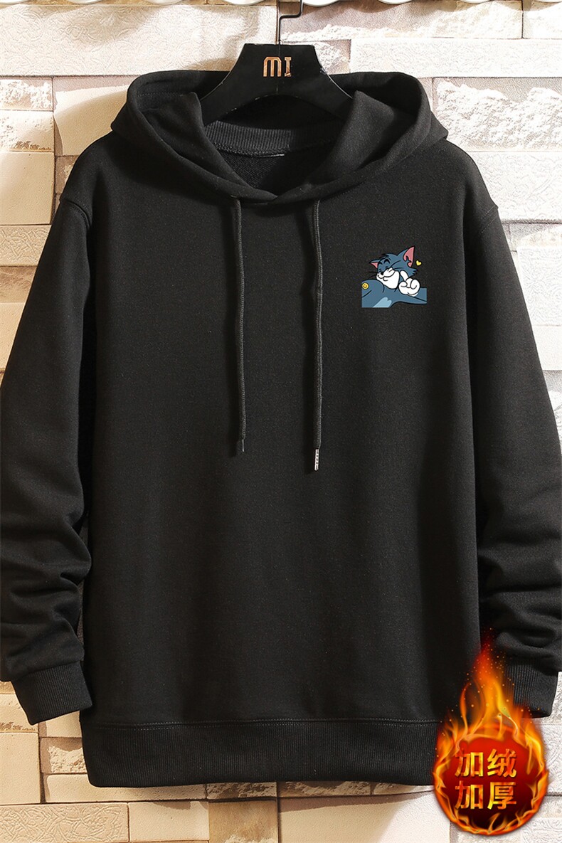 WY2132-P40加绒P45纯连帽卫衣男大码运动帽衫宽松薄外套,男装卫衣,电商A040A
