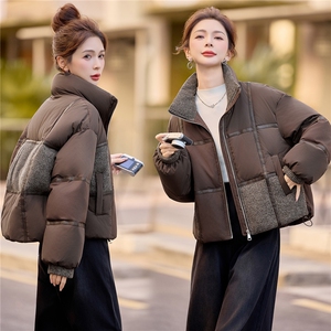 2025新款拼接短款撞色羽绒服图片