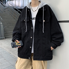 A849-P53秋季潮牌帅气宽松连帽牛仔外套男新款假两件休闲夹克，男装夹克，星座512-6