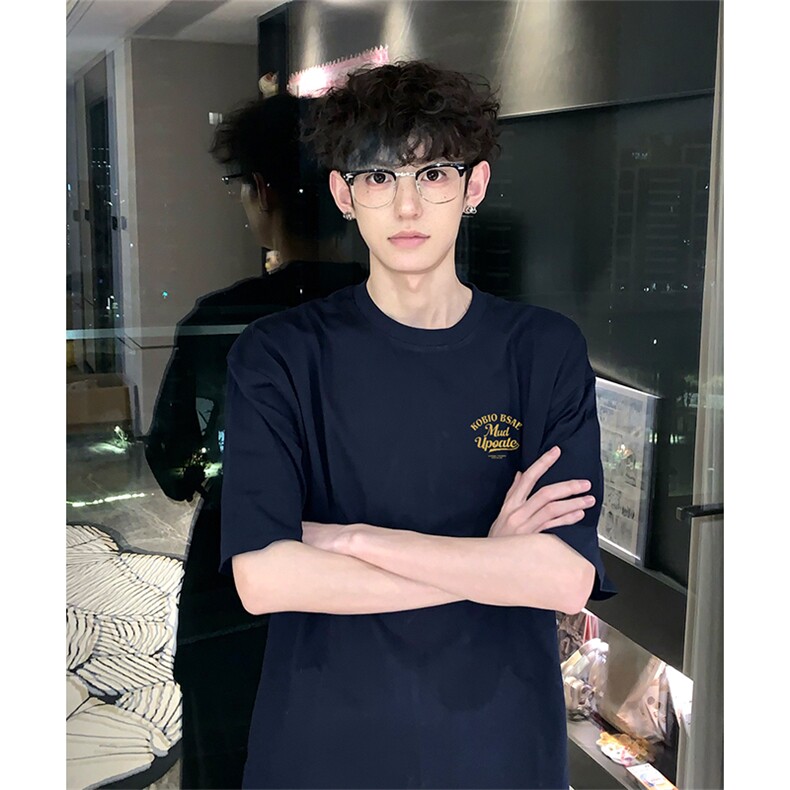 抖音得物 210克现货宽松纯棉美式潮牌印花落肩袖纯棉T恤AT21126图片