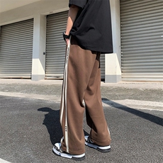 新款美式高街条纹运动裤宽松直筒休闲裤男女嘻哈阔腿裤CK302-P38，女装休闲裤，星座1008-1