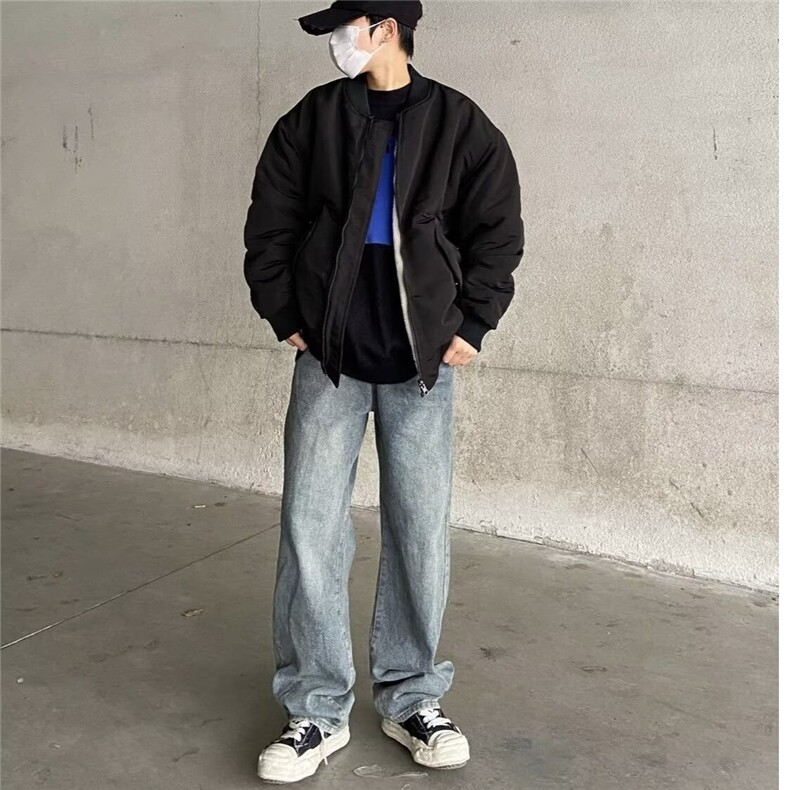 美式高街水洗直筒牛仔裤休闲百搭宽松牛仔长裤男女同款潮牌~NK442,男装牛仔裤,星座601-2