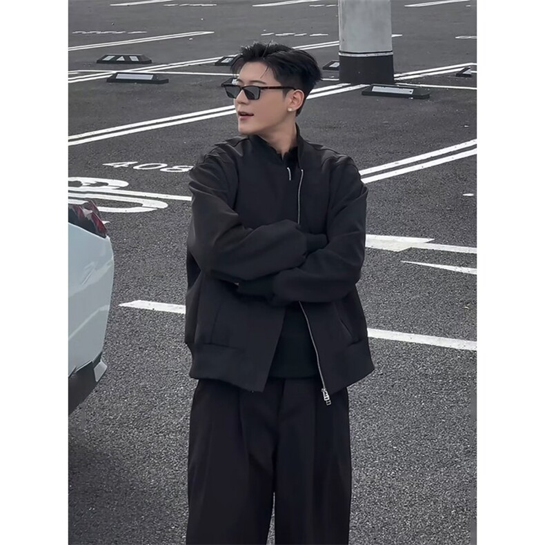 W10545-P60网图现货美式双色拼接夹克棒球服外套红内高品质,男装夹克,星座1608