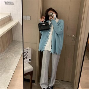 现货  春季新款 撕边大开衫图片
