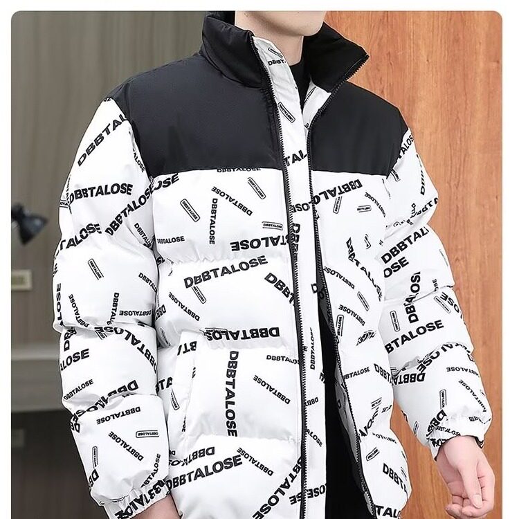 新款韩版棉服男加肥休闲印花字母棉衣外套冬季潮牌保暖加厚棉袄子,男装棉衣,星座1013