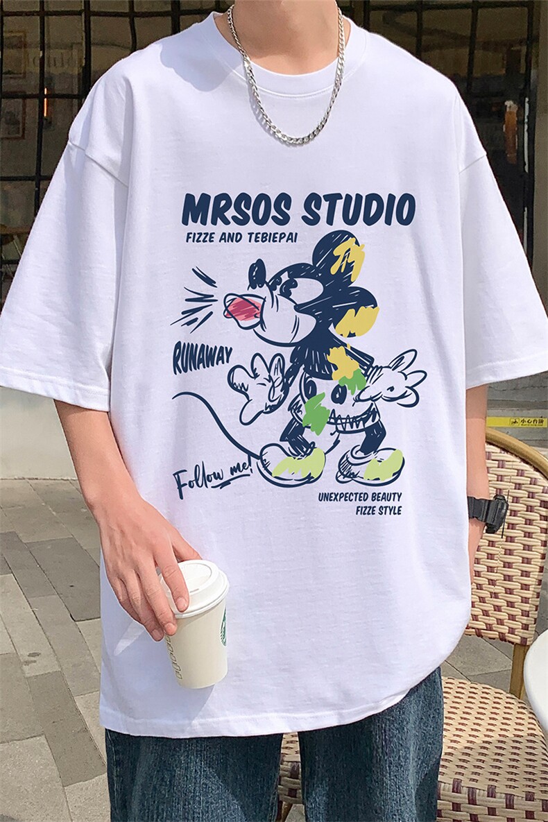 T370P26夏季新款美式纯棉短袖T恤ins衣服宽松半袖体恤字母印花,男装T恤,星座304A