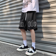 五分裤男韩版两次字母印花帅气2026夏季新款ins宽松短裤K3856-P23，男装牛仔裤，星座412