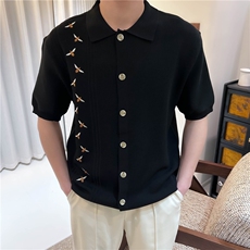 夏季男士冰丝针织密封刺绣翻领POLO衫N6735-P58，男装Polo衫，星座1012-1
