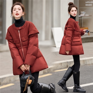 BAO款主推，现货荷叶边拼接短款羽绒服女2025冬季新款保暖外套，女装羽绒服，仟媚宠