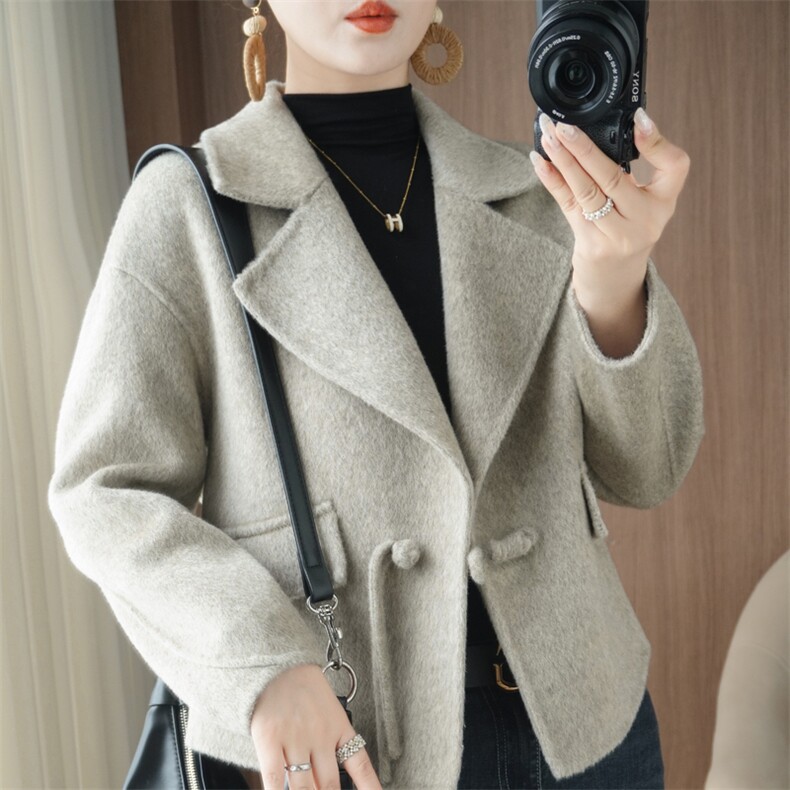 2025年秋季新款百搭女士羊毛短款大衣，女装双面呢大衣，悦洋羊绒