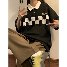 大翻领宽松纯棉polo衫短袖男T恤X416b-1-DT316-P40限58，男装T恤，星座416B-1