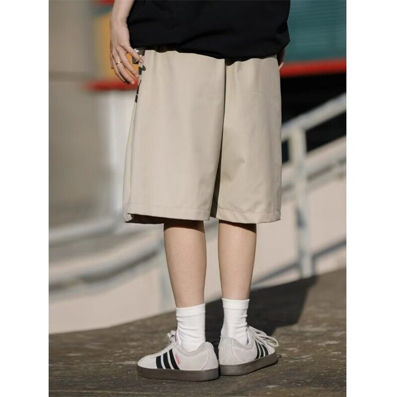 日系复古卡其色宽松休闲短裤女夏季简约风纯色潮牌百搭五分裤子，女装休闲裤，星座506A