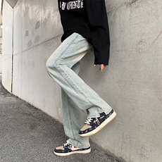 高街潮牌复古黄泥染水洗做旧直筒牛仔裤男宽松长裤N011-P40，男装牛仔裤，星座308B-1