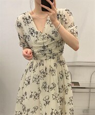 V领连衣裙，女装连衣裙，FMV(1F)