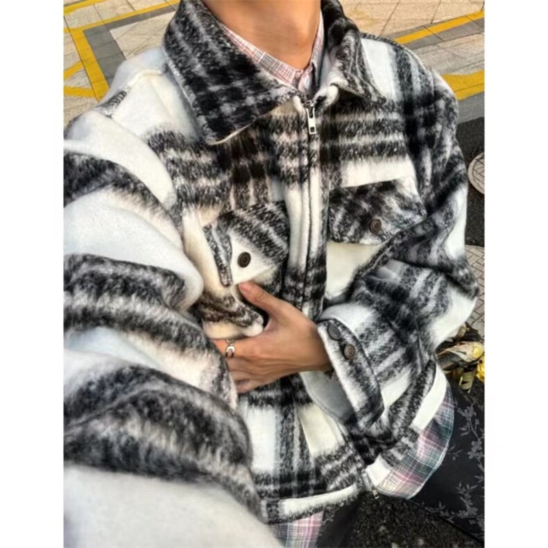 有货～海马毛小香风外套潮牌高级感韩系秋冬翻领呢子夹克NZ02批88,男装夹克,星座1004-6