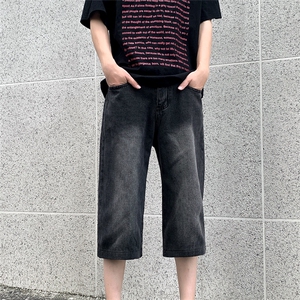 现货 夏季复古水洗渐变牛仔七分裤宽松直筒短裤男 K068-P45 控68图片