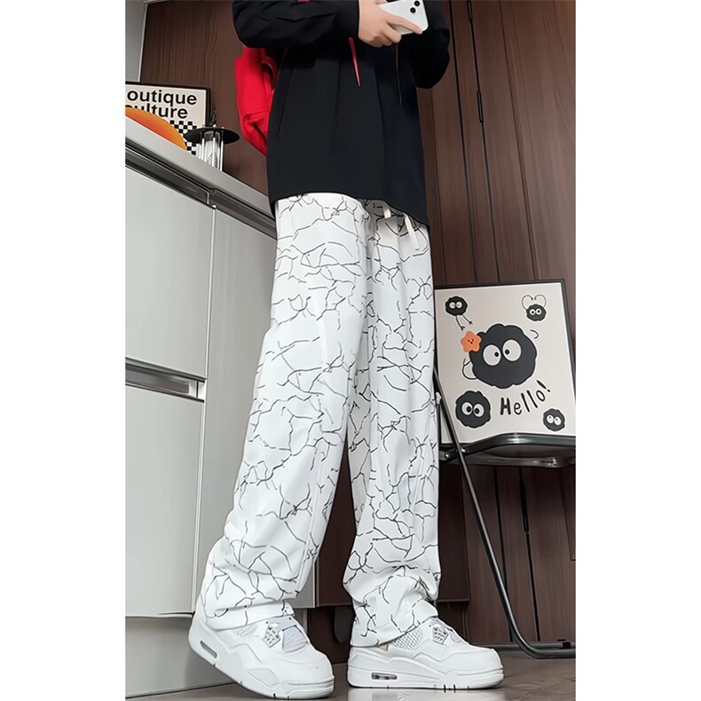 K2611/P40春装新款现货休闲裤男扎染弯刀裤宽松大码潮裤子图片
