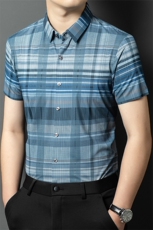 R-GS59955夏季新款男士格子短袖衬衣百搭衬衫商务男装，男装T恤，电商B360