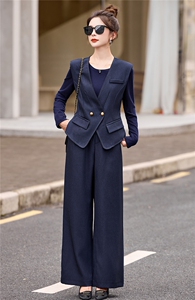 时尚套装女2025新款气质高质感马甲+T+直筒裤三件套图片