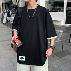 JT55061-P25假两件短袖t恤男大码胖子半袖体恤半截袖港风，男装T恤，电商A040