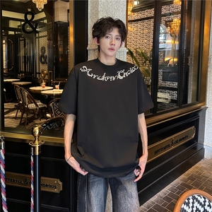 新款美式潮牌街头小众纯棉重磅t恤短袖男女时尚痞帅百搭宽松上衣