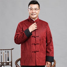 2025新款中老年雪尼尔加绒棉衣唐装外套男士冬款新中式爷爷装棉袄，男装棉衣，钱塘723