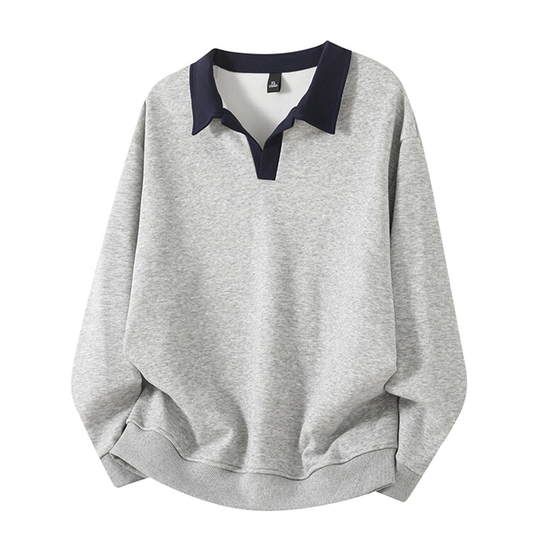 抖音得物二开25秋冬美式高街重磅华棉撞色POLO翻领卫衣W137，男装卫衣，电商A486-1