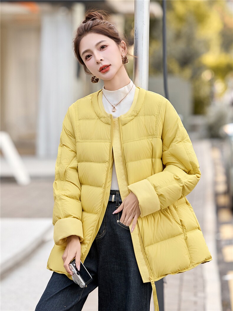 90%白鸭绒羽绒服女2025年冬季新款韩版宽松圆领加厚保暖面包服,女装羽绒服,美沁