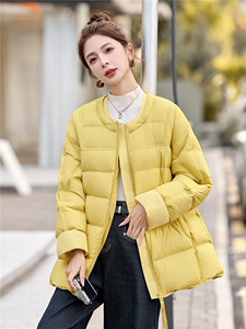 90%白鸭绒羽绒服女2025年冬季新款韩版宽松圆领加厚保暖面包服图片
