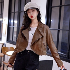 春装现货】美拉德网红风格皮衣小个子减龄外套2024年春季，女装皮衣，韩蜜菓