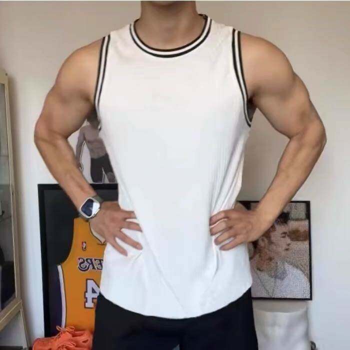 条纹肌理感撸铁训练球服坎肩无袖跑步健身衣速干背心BX18 P25特图片