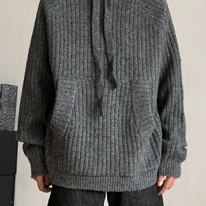 濮院针织衫美式复古连帽毛衣设计宽松慵懒休闲打底毛衣LF494P75图片