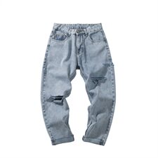 主推2021夏季毛边宽松破洞九分牛仔裤男港风潮nk183-k167-p28，男装牛仔裤，星座410-6（原星座1304-1）