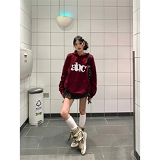C0218-P55美式复古字母印花连帽卫衣学院风学生情侣上衣，男装卫衣，星座617A-2