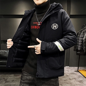 男士休闲连帽加厚保暖棉衣外套棉服棉袄冬季防寒开衫男装M988P75,黑色衬衫搭配什么颜色的jk裙子图片