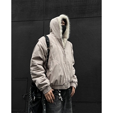 胖胖哥座山雕毛领棉服外套男女冬季大码宽松连帽加厚保暖夹克棉袄，男装棉衣，电商B371