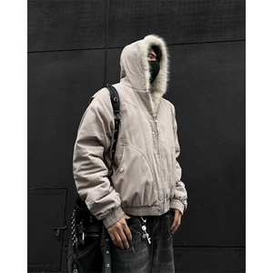 胖胖哥座山雕毛领棉服外套男女冬季大码宽松连帽加厚保暖夹克棉袄图片