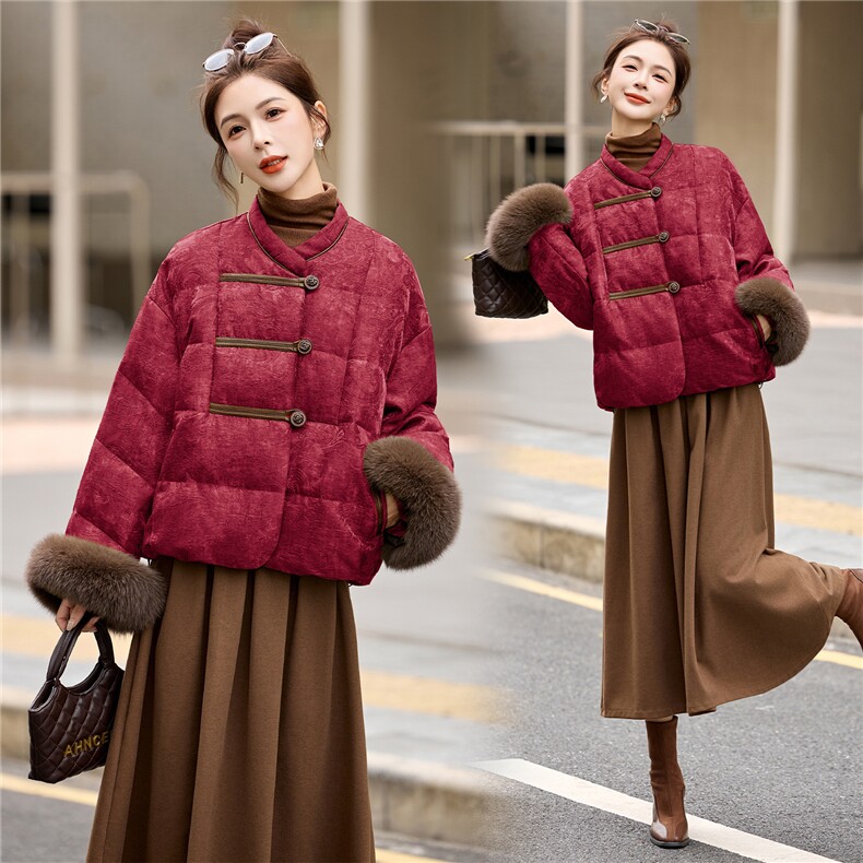 新中式羽绒服女2025冬季新款巨好看的高端洋气狐狸毛保暖外套,女装羽绒服,关键词