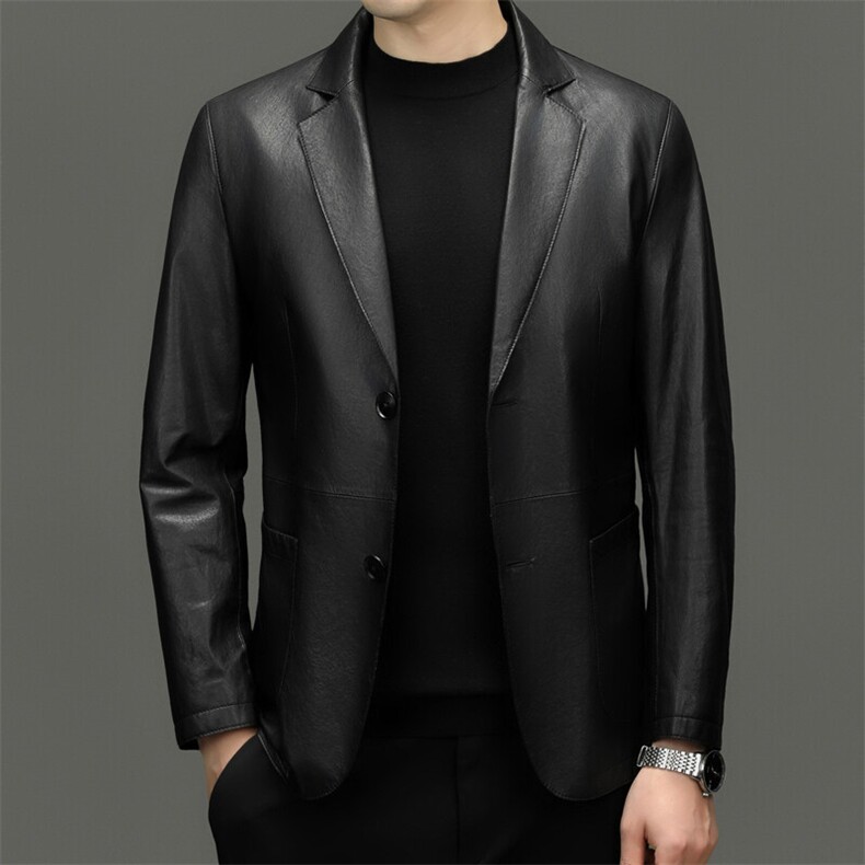 BG-H17018新款真皮皮衣男全植鞣绵羊皮外套商务休闲西服韩版修身，男装西服，电商B360