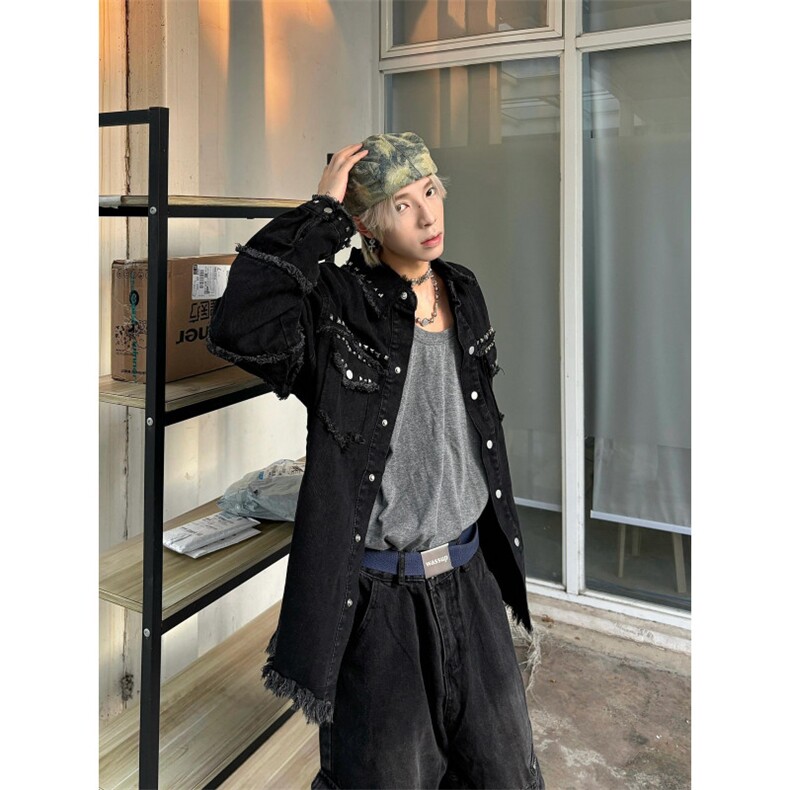 【有货】cleanfit毛边牛仔外套男款美式高街工装夹克CT01LL-P65,男装夹克,星座1007（原301D）